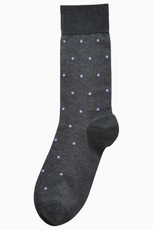 Signature Grey/Purple Dot Socks